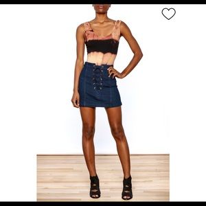 Signature Eight Denim Lace-Up Skirt
